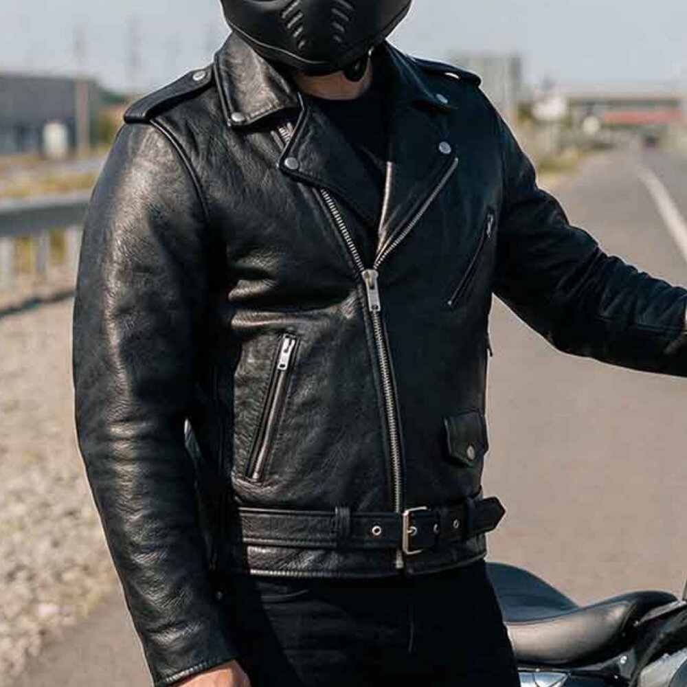 RIDERACT® Men’s Leather Jacket Classic Biker Motorcycle Coat Casual Jacket NEW